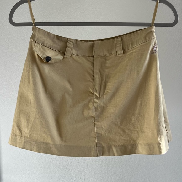 KANGOL | Lightweight Cotton 90's Y2K Mini Skirt in Khaki | Kangol Size 3 (US XS) - Picture 1 of 5